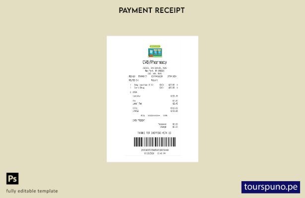 listo para imprimir plantilla de plantilla de recibo de farmacia Cvb